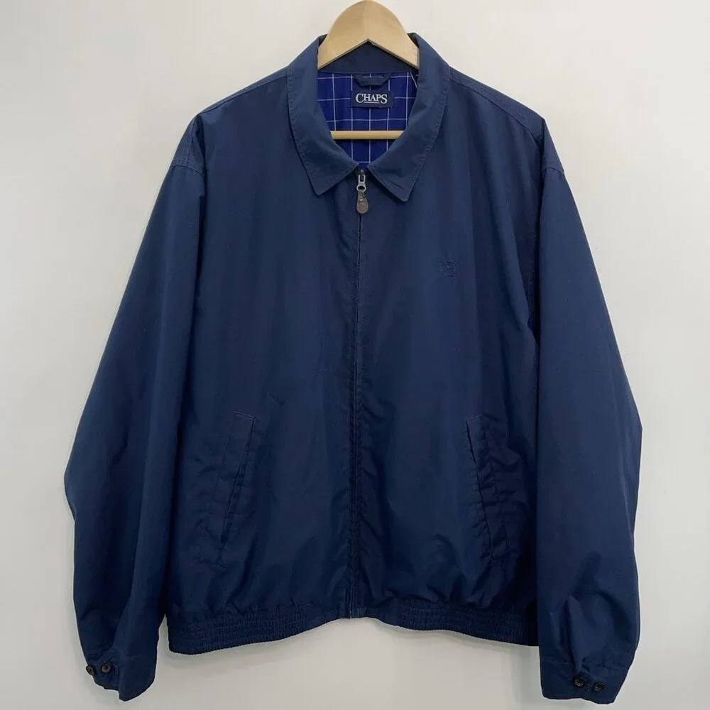 Chaps Ralph Lauren Harrington Bomber Jacket Lightweight Zip Casual Blue Mens XL